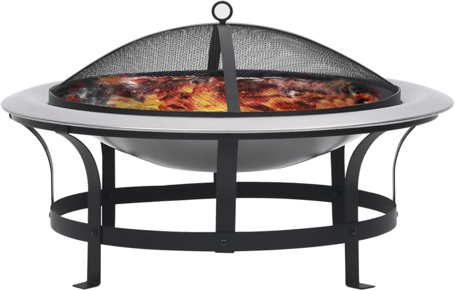 Outdoor Fire Pit with Grill Stainless Steel 29.9