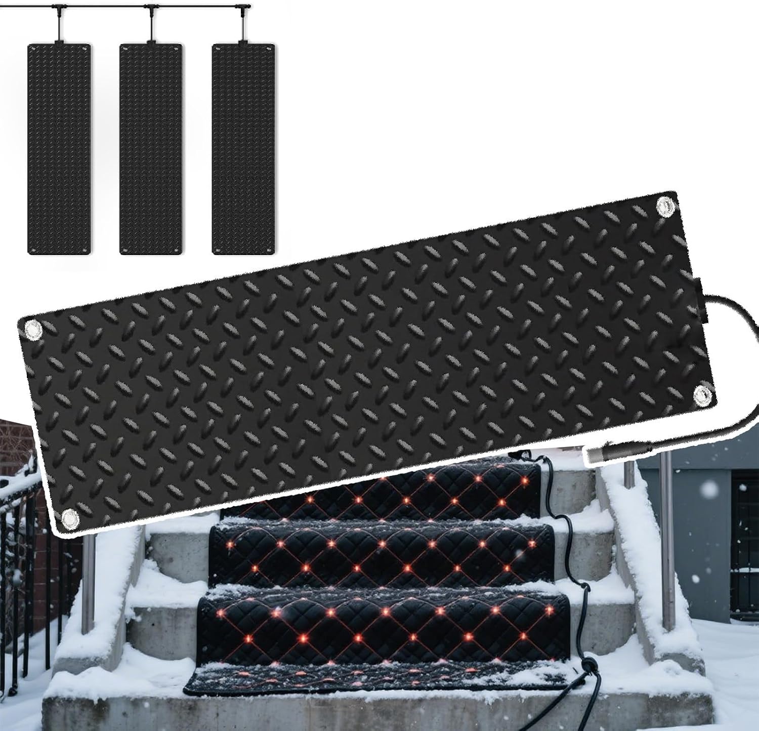 Snow Melting Mats Outdoor/Heated Snow Melting Mats,Electric Ice Melting Mats for Winter Snow Removal, Driveway Heating Mat for Snow- with 1.5m Power Cord 54x152cm