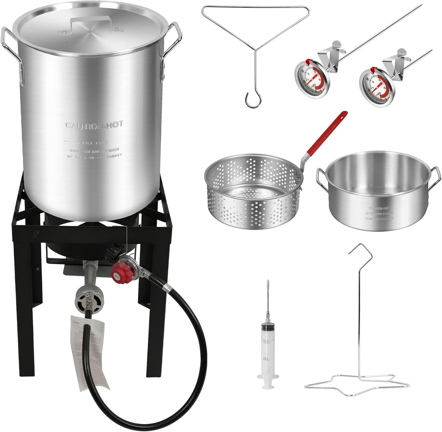 Red Mountain Valley Outdoor Propane Turkey Deep Fryer Set 30&10 Quart Fish Fryer with Basket, 50,000 BTU Burner, Large Seafood Boiler Kit, Outdoor Cooking for Frying, Boiling