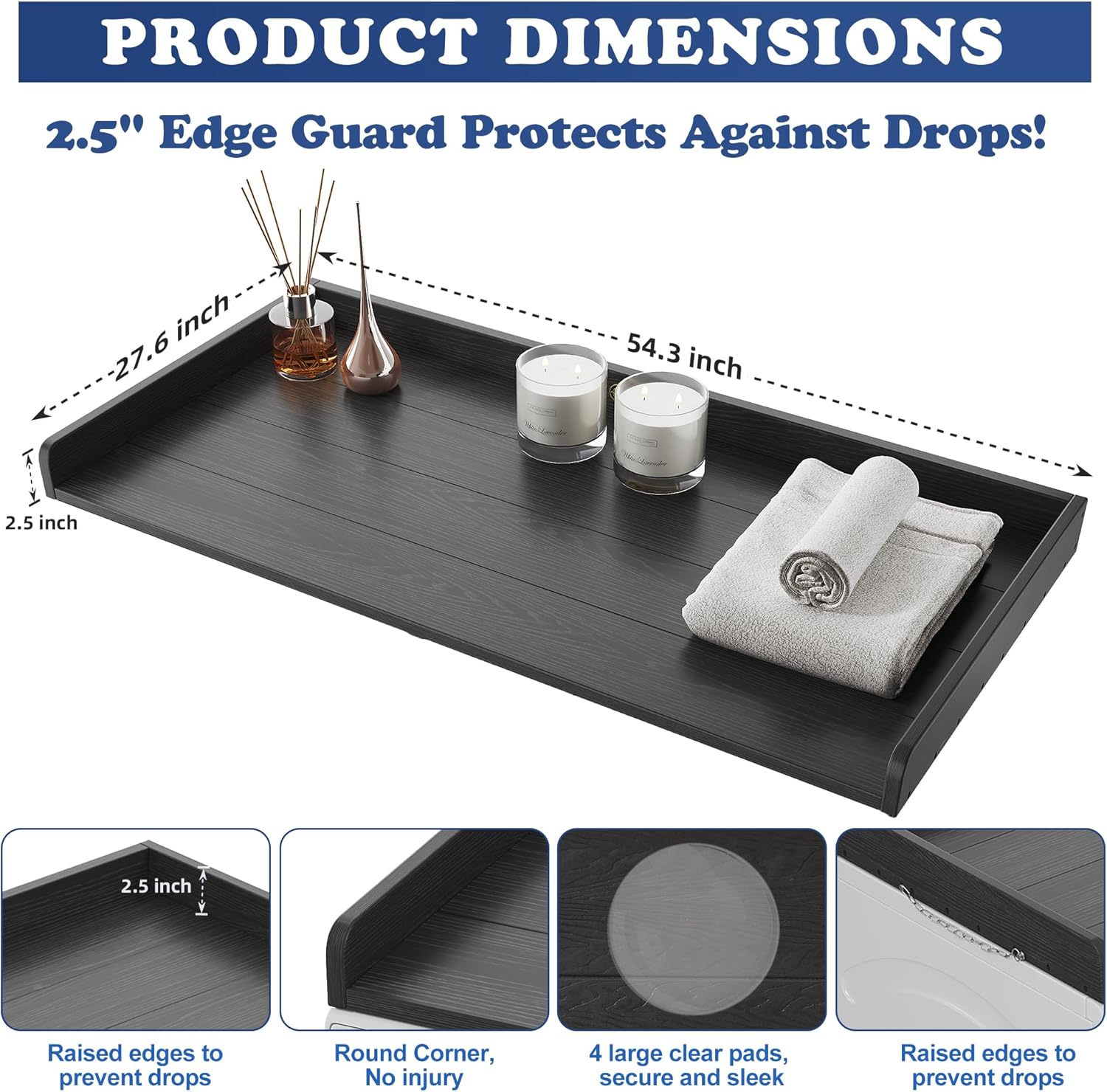 Washer Dryer Countertop HDPE No Installation - Washer and Dryer Topper Covers for The Top Laundry Room Organization and Storage Waterproof