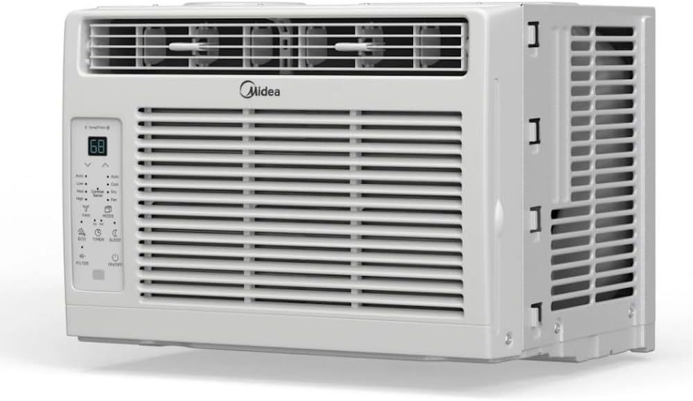 Midea 6,000 BTU 115V Window Air Conditioner w/Comfort Sense Remote, up to 250 Sq. ft., White, Cooling Modes: Cool, Dehumidify, Ventilate - MAW06R1WWT-T