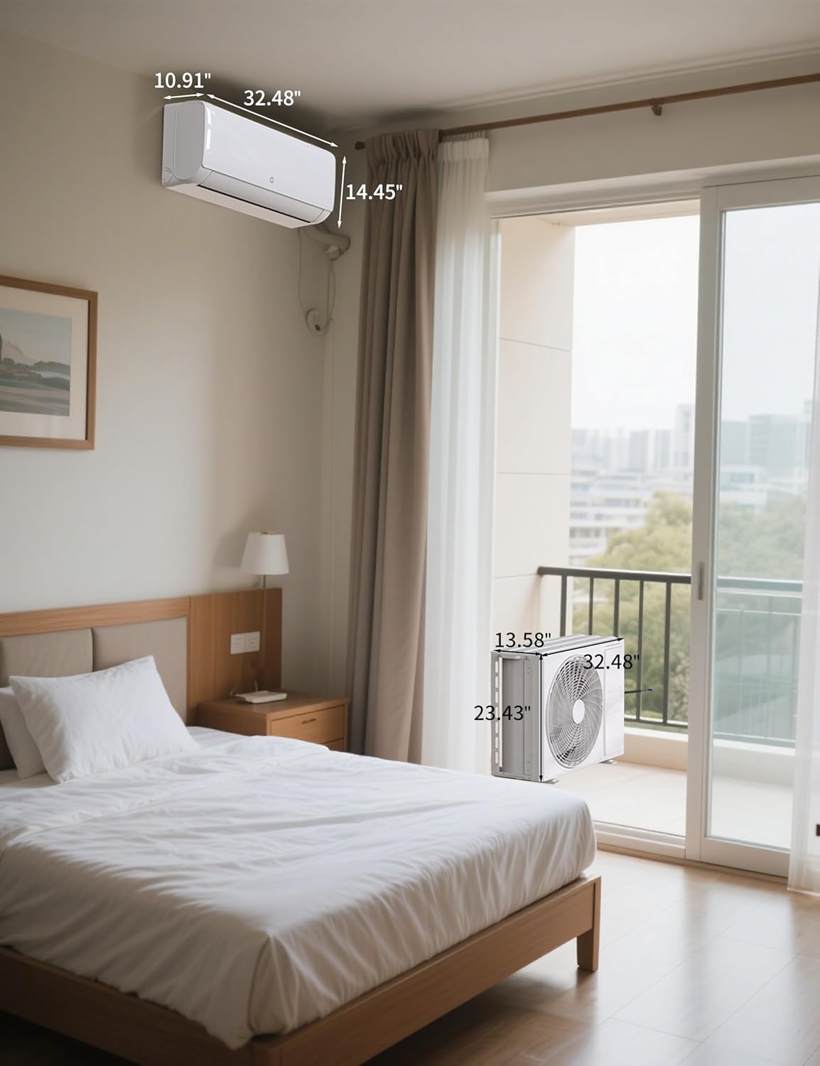 24000 Btu Mini Split AC Heating System, Wifi Enabled Mini Split Air Conditioner with 21 SEER2 Inverter, Heat Pump, 208-230V for Rooms Up to 1500 Sq. Ft, White