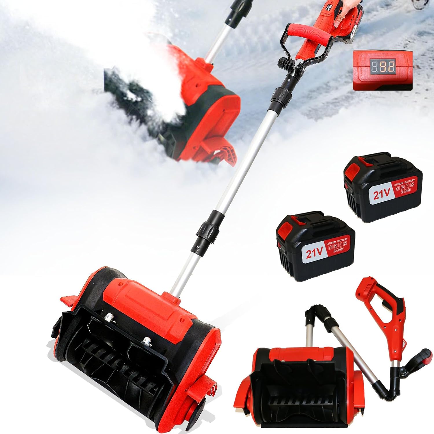 21V Cordless Electric Snow Shovel, 12-Inch Brushless Cordless Snow Blower with 2x4.5Ah Batteries & Fast Charger, Battery-Powered Snow Removal with 20FT Throw Distance for Patio, Deck, Driveway