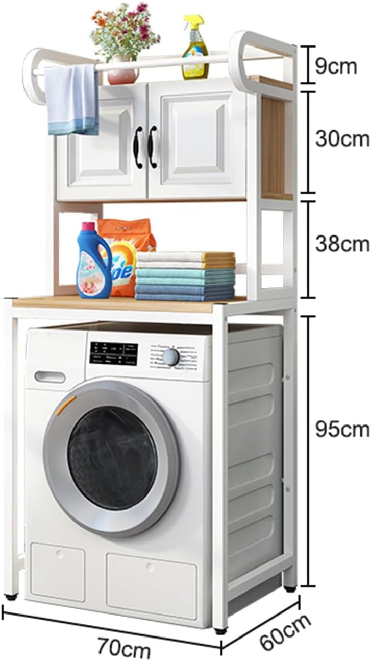 Washing Machine Dryer Storage Shelf, Laundry Room Storage Rack, Bathroom Space Balcony Storage Rack, Load Capacity 500 Catties (Color : Black) (White)