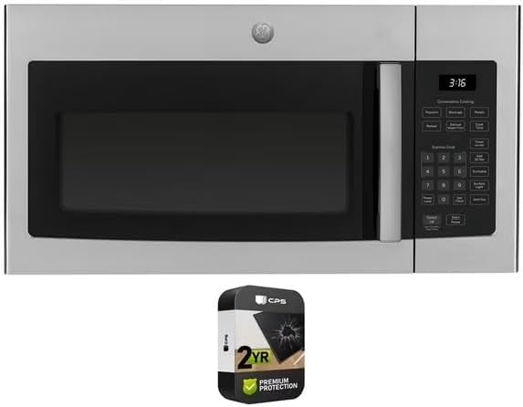 GE JVM3160RFSS 1.6 Cu. Ft. Over-the-Range Microwave Oven Stainless Steel Bundle with 2 YR CPS Enhanced Protection Pack