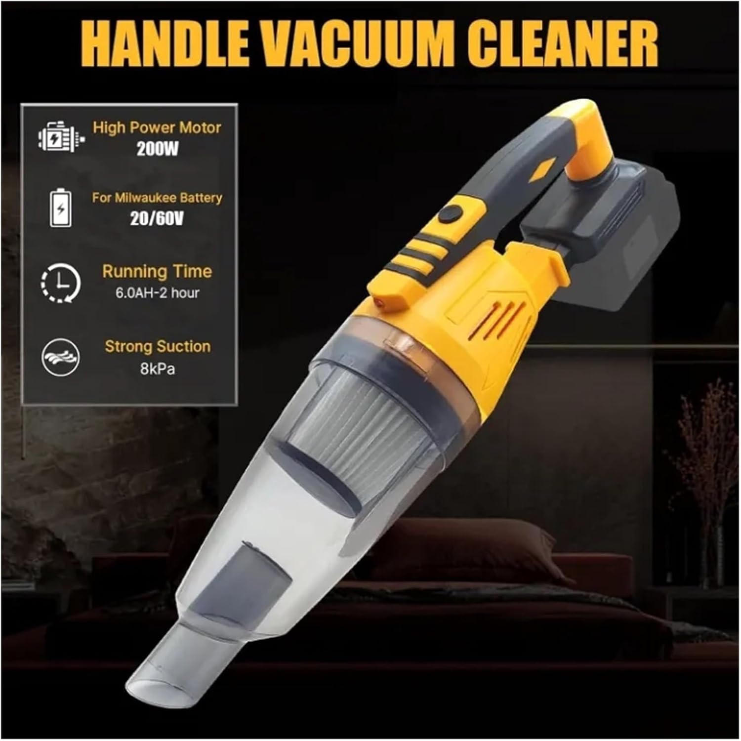 2 in 1 Lightweight Stick Cordless Vacuum Cleaner, Compatible with DeWALT 20V/18V Battery with 2 Mode Suction