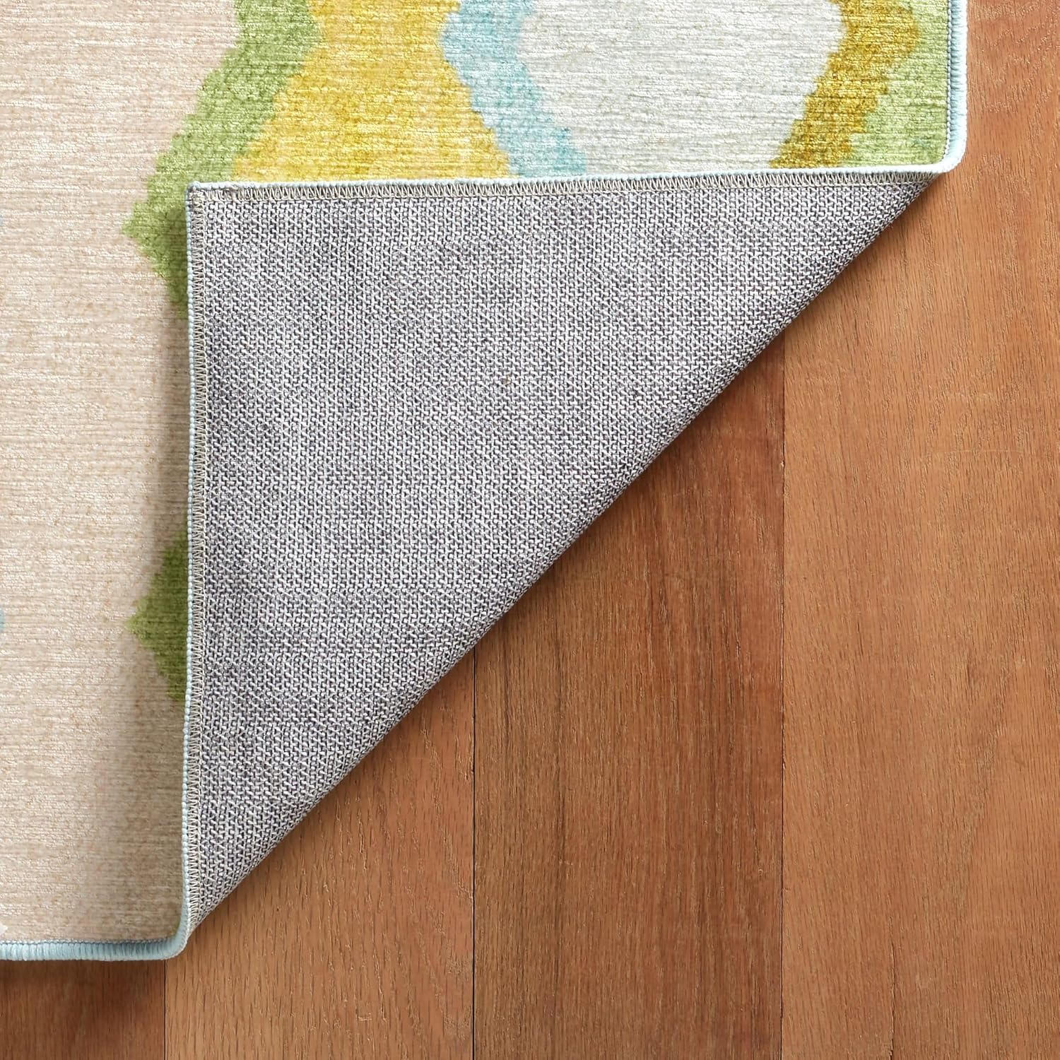 Dash & Albert x Kit Kemp Safety Net Green Machine Washable Rug, 2 X 3 Feet, Multi Geometric Pattern