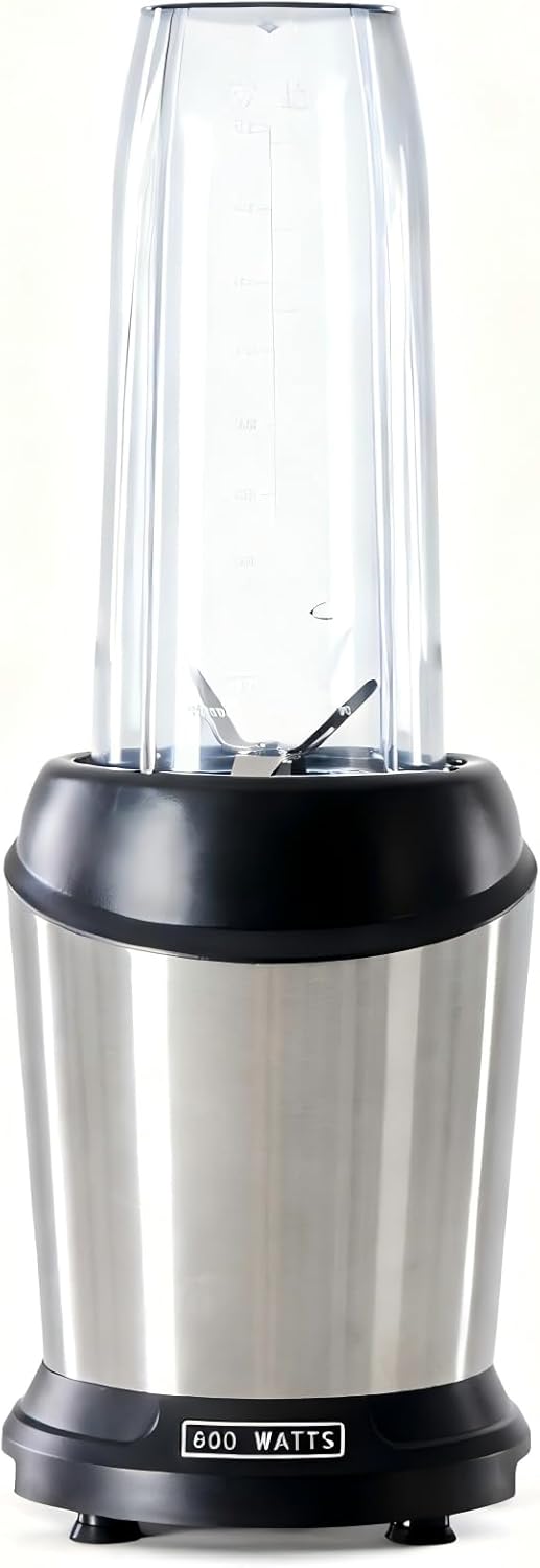 Portable Smoothie Blender with Travel Cups - 800W Ice Crushing Blender for Shakes, Juices, Sauces & More (Silver)