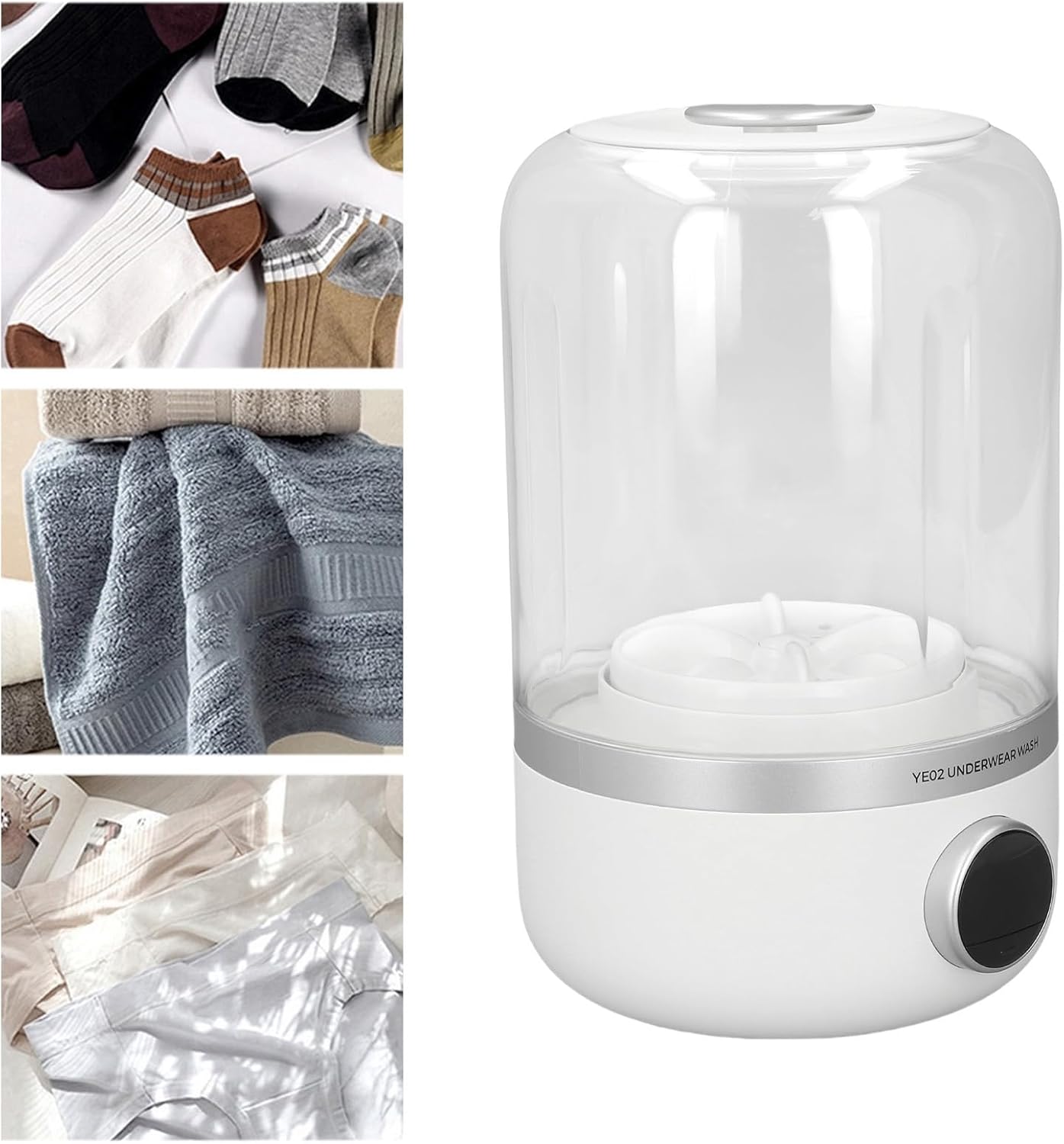 Zunate Portable Underwear Washing Machine with Rechargeable Battery, Compact Cordless Lingerie Washer for Travel, Dormitory, Camping, Small Laundry Spaces