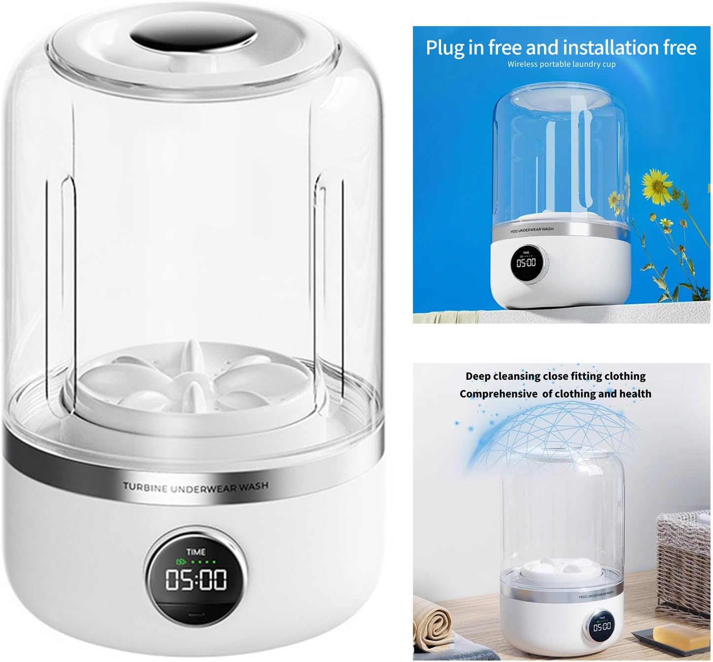 Rechargeable Handheld Washing Machine for Travel Home Use 4000mAh Battery Delicate Garments Clothes Laundry Device Travel Washing Machine