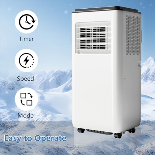 3-in-1 Portable Air Conditioner with Built-in Dehumidifier Function, Fan Mode, Remote Control, 8,000 BTU, Cool to 350 Sq.Ft, for Home