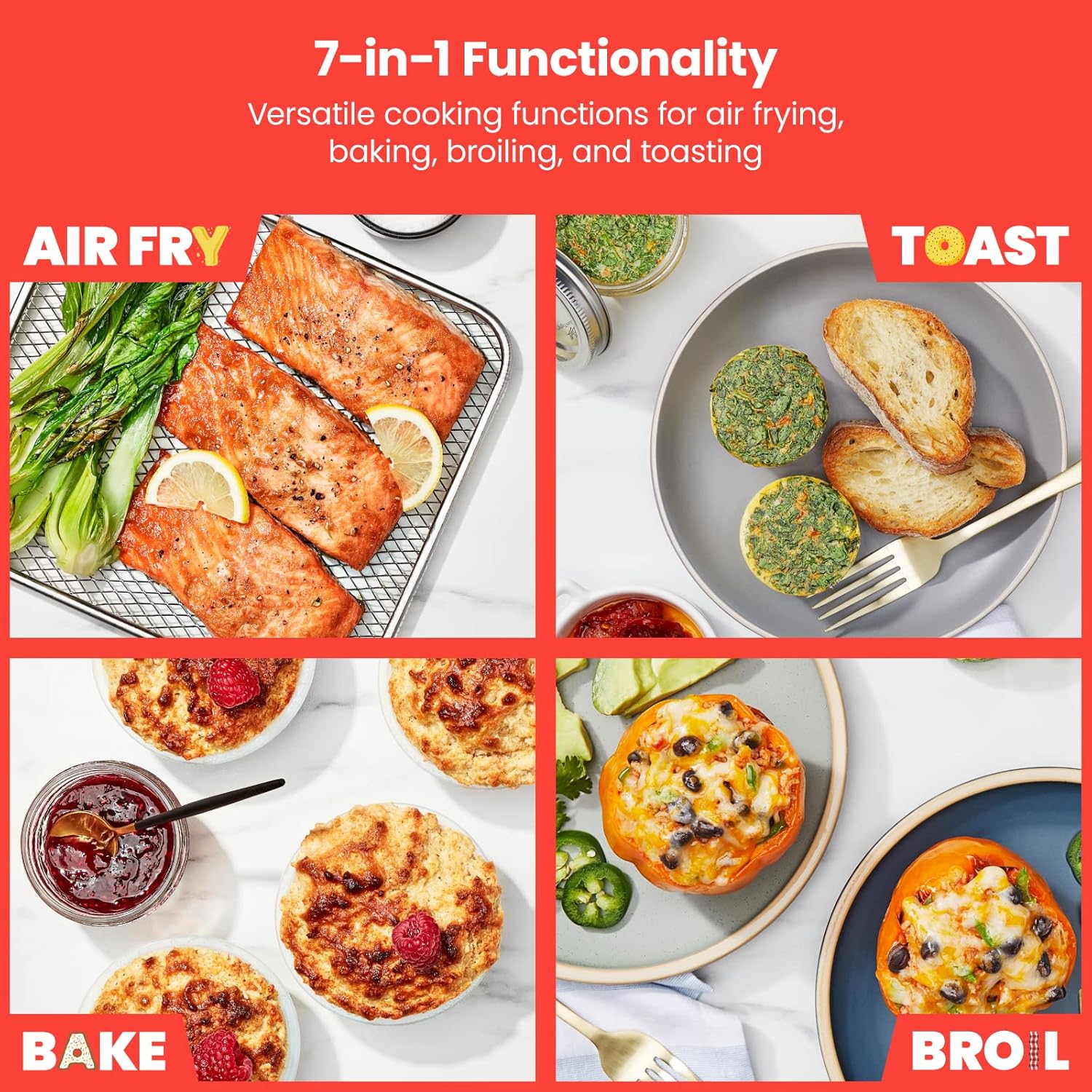 Chefman Air Fryer Toaster Oven Combo, 7-In-1 Convection Countertop 20 Qt fryer, Cook a 10 Inch Pizza, Fry 2 lb. of Chicken Wings, Toast, Broil, Auto Shutoff, Stainless