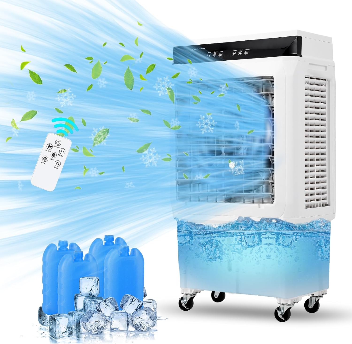 2100 CFM Evaporative Air Cooler, 8.4 Gallon Swamp Cooler with Remote Control, 3 Speeds, 12h Timer, 3-in-1 Swamp Cooler Air Conditioner, Portable Air Cooler Fan for Indoor Garage Outdoor Patio