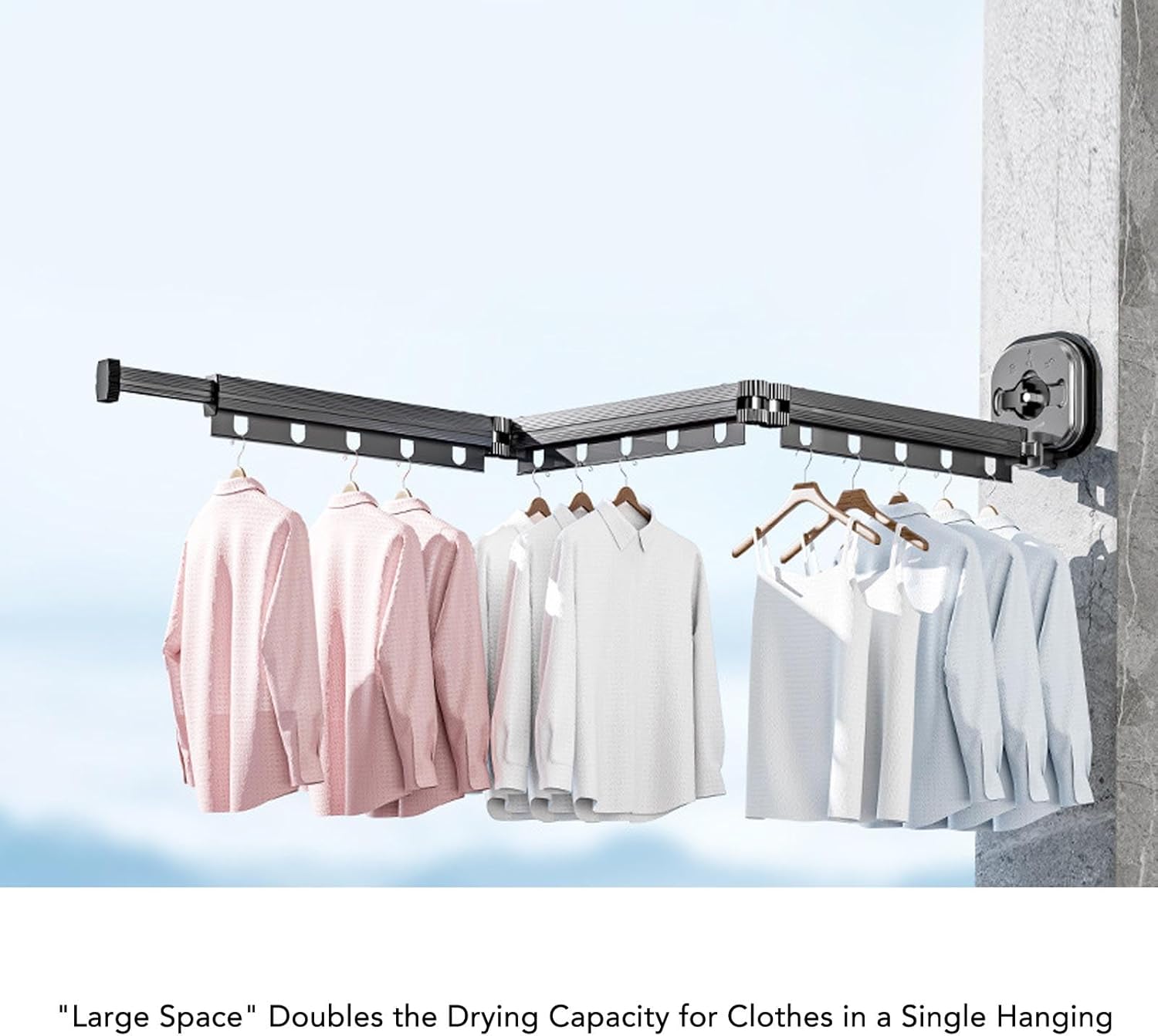 Wall Mounted Clothes Drying Rack Retractable Laundry Dryer for Balcony Space Saving (Fold Grey)