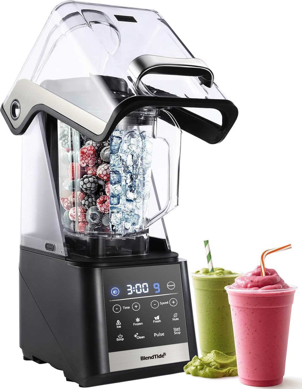 Professional Blender 64oz, 1500W Vacuum Blender for Less Foam, Commercial Quiet Shield, Kitchen Timer, Self-Cleaning, 9 Speeds, 6 Presets for Smoothies, Frozen Drinks, Nut & Seed Blends