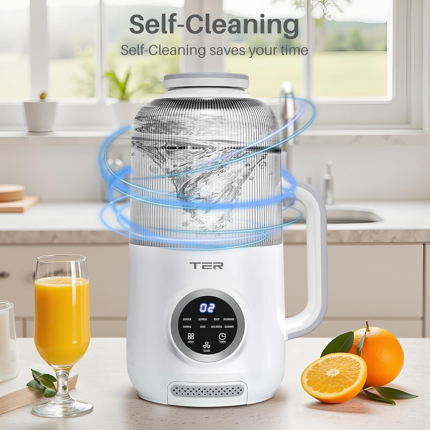 8-in-1 Nut Milk Maker, 40oz Blender Homemade Almond, Oat, Soy, Coconut milk, Juice & Soup, Electric Bean Milk Machine with Delay Start/Auto-Clean/Boil Water/Keep Warm, White