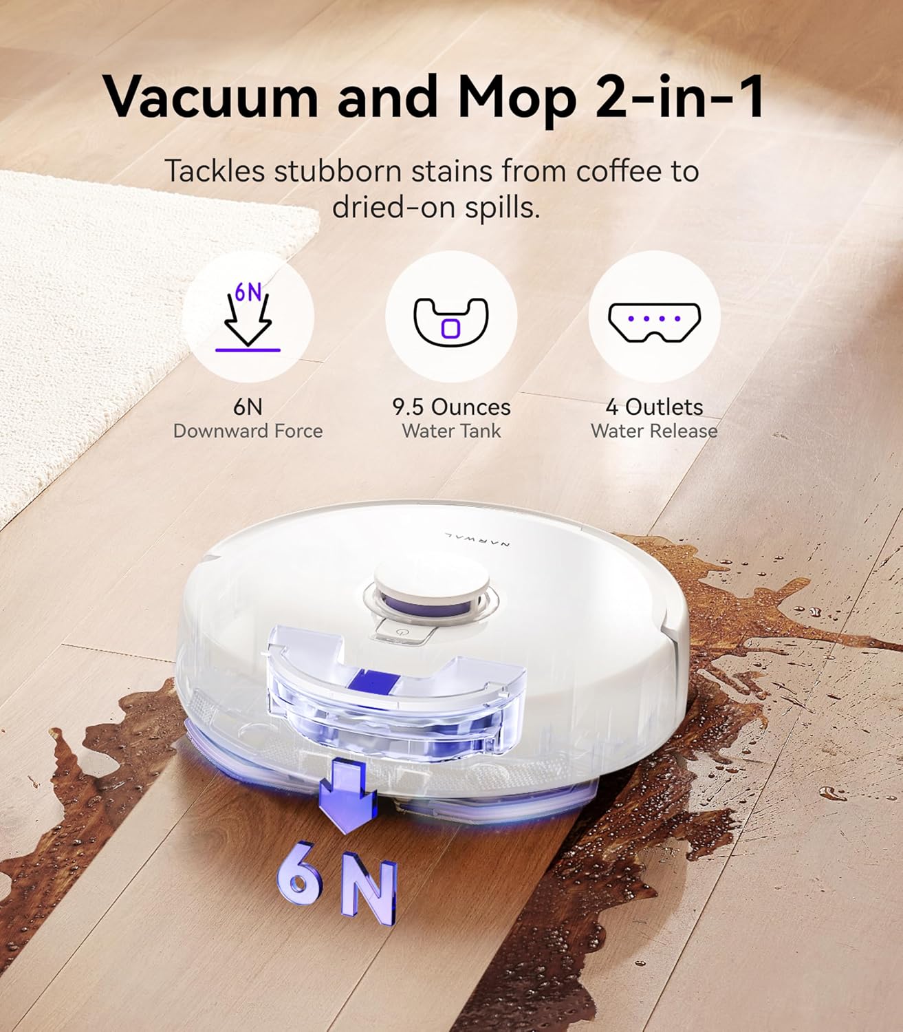 Narwal Freo X Plus Robot Vacuum and Mop, 7-Week Dust Storage, 7800Pa Suction, Zero Tangles, Tri-Laser Obstacle Avoidance, LiDAR Navigation, Self Vacuum Cleaner for Pet Hair, Hard Floor, Carpet