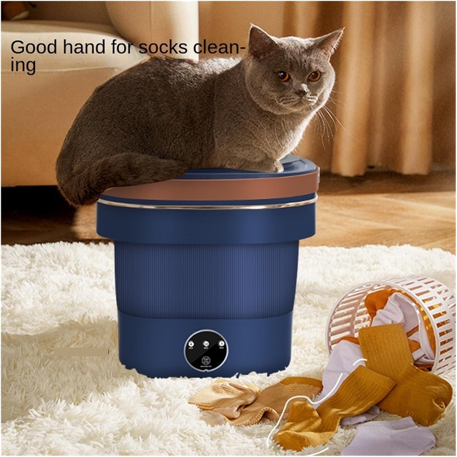 New Foldable Washing Machine 9L Big Capacity Portable Mini Socks Underwear Panties Washing Machine With Spinning Dry,for Travel,Camping, RV & Dorms