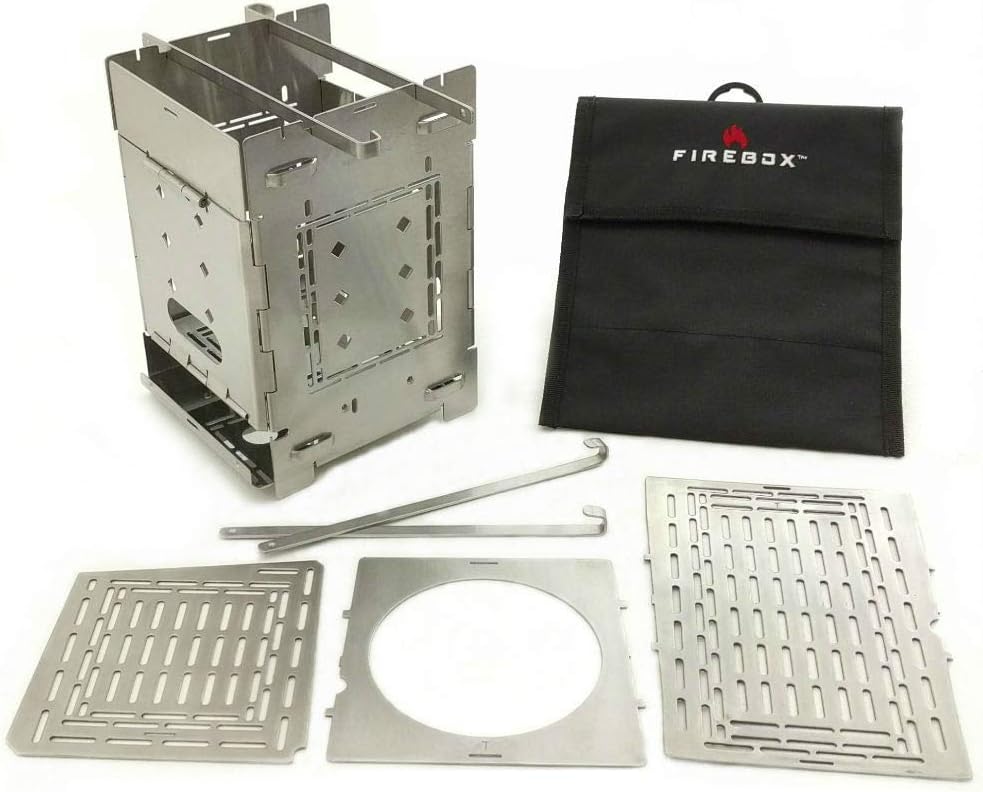 Firebox Bushcraft Camp Stove Kit - Wood Burning/Multi Fuel - Collapsible/Folding - Portable Campfire - Model Gen 2 5 inch / G2-5
