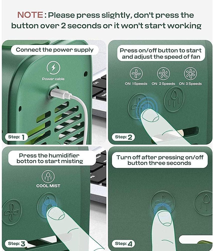 Upgrade Mini Air Conditioner USB Portable Air Conditioner Household Air Cooler Cooling Humidifying Desktop Air Conditioner Fan-Green