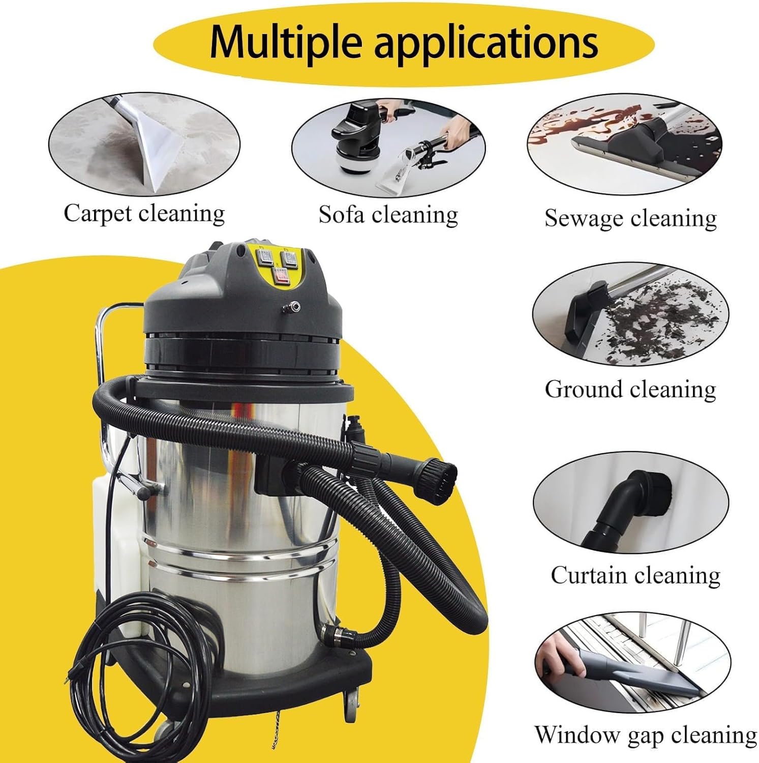 Commercial Carpet Cleaning Machine, 110V Professional 3 in 1 Carpet Vacuum Extractor, 2000W Carpet Cleaner for Sofa Curtain