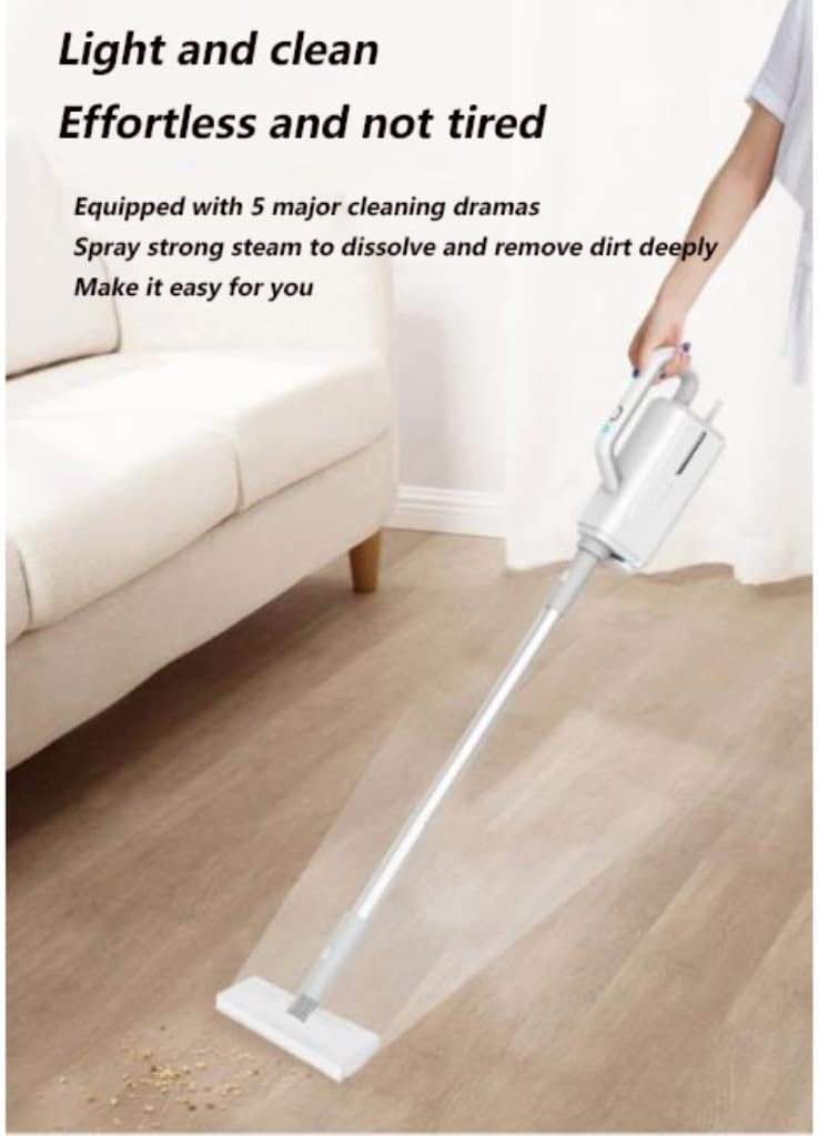 All-in-one Steam Mop and Detachable Handheld Cleaner, 5 Large Brush Heads, 360ml Powerful Cleaner, Multifunctional Floor Steamer for Carpet, Laminate, Tile, Car (Color : Gray)