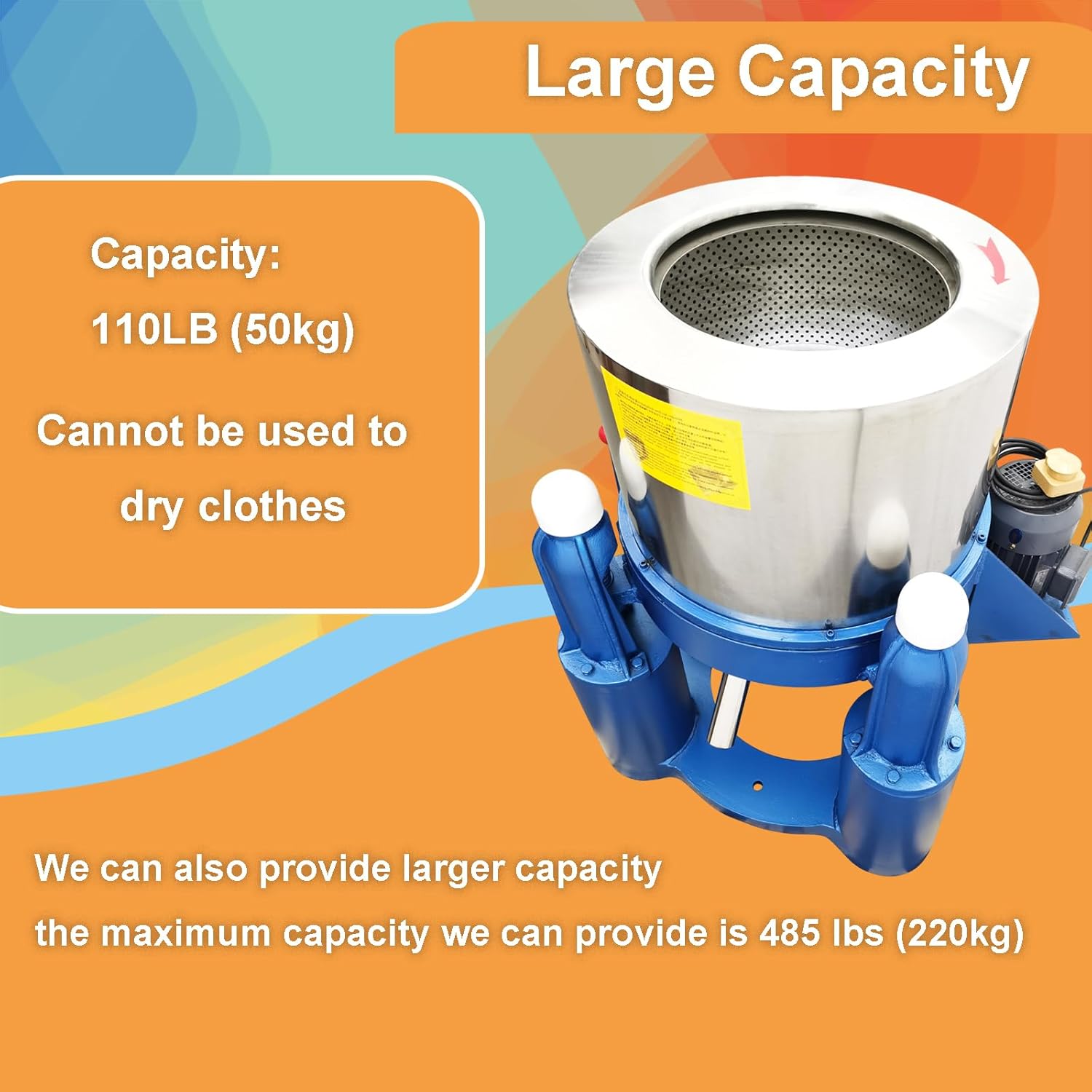 Industrial Centrifuge Hydro Extractor Dryer Machine 110LB Laundry Spin Dryer Extractor Stainless Steel Cloths Dewatering Machine Biomass Oil Extraction Solid-liquid Separator 3000W 220V