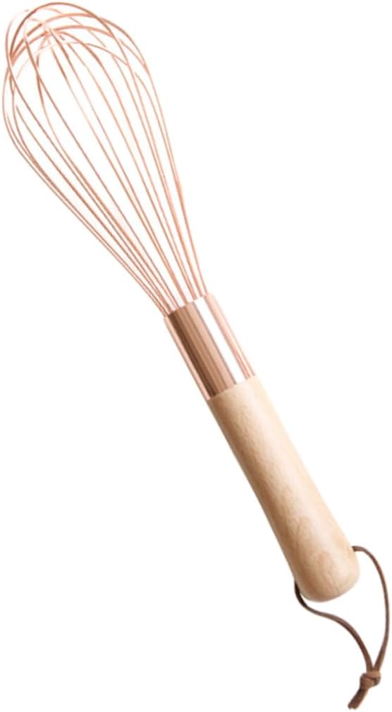 Manual Egg Beater Wood Handle Stainless Steel Egg Blender for Cooking Gadget