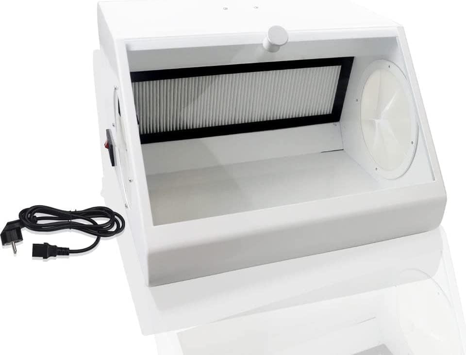 Dental Lab Tempered Glass Baffle High Strength LED Vacuum Dust Collector Vacuum Extractor Box with 2 Filters