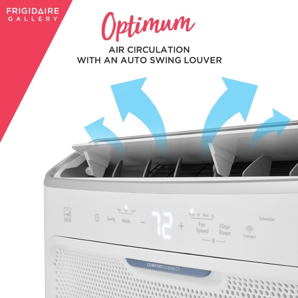 Frigidaire Gallery 10,000 BTU Smart Inverter Window Air Conditioner & Dehumidifier, 115V, Cools up to 450 Sq. Ft. for Apartment, Bedroom, Medium Rooms, with Remote