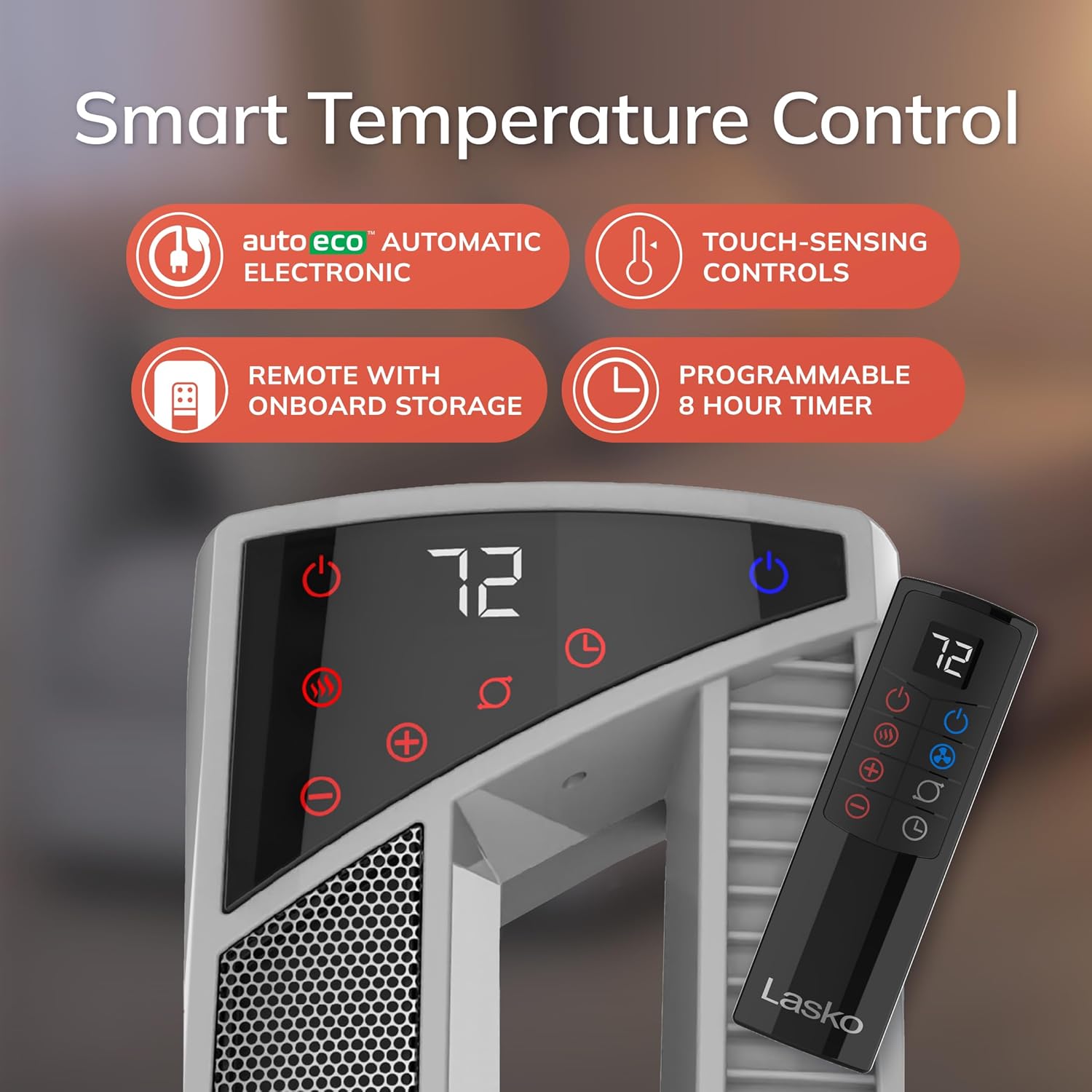 Lasko Oscillating Hybrid Fan and Space Heater for Home, All Season High Velocity Hybrid with Tip-Over Switch, Remote Control, Timer and Thermostat, 37.5 Inches, White, 1500W, FHV820