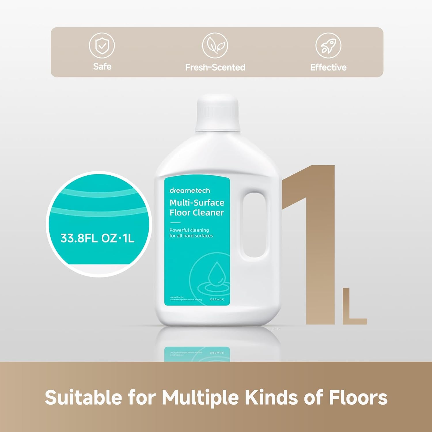 DREAME L40 Ultra Gen 2 Robot Vacuum Cleaner (White) and Floor Cleaning Solution 1 Bottle of 33.81 fl Oz (1L)