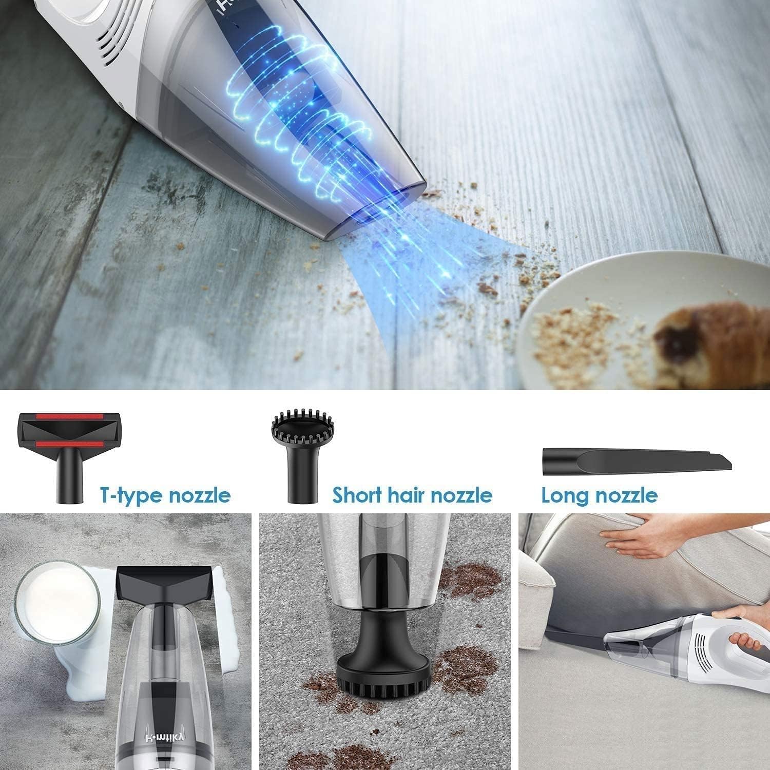 Handheld Vacuum Cordless, Mini Vacuum Cleaner, Portable Home & Car Vacuum, Very Suitable for Home and Car Cleaning, White