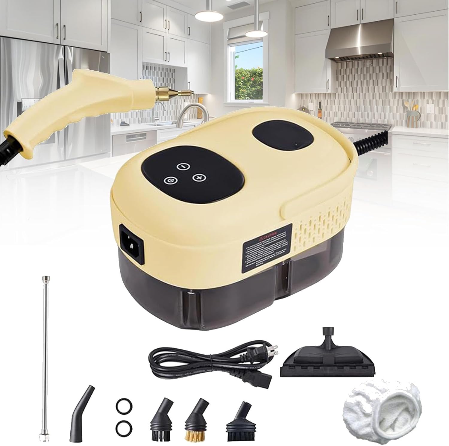Portable Steam Cleaner,High Pressure and High-Temperature, 2500W Multi-Purpose Steam Cleaner with 6 Brushes,6-Gears Adjustable for Car, Kitchen, Furniture, Grout, Tile,Beige