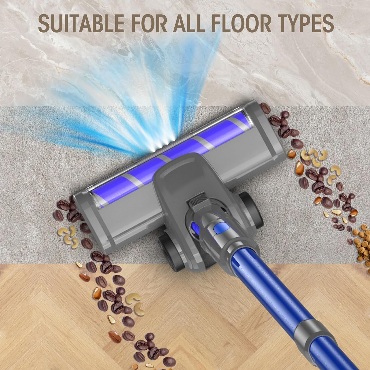 Cordless Vacuum Cleaner, 33 KPA 45 Mins Vacuum Cleaners for Home, 8 in 1 Lightweight Self-Standing Stick Vacuum with Touch Screen, Ultra High-Power Brush for Pet Hair/Plush Carpet/All Floor