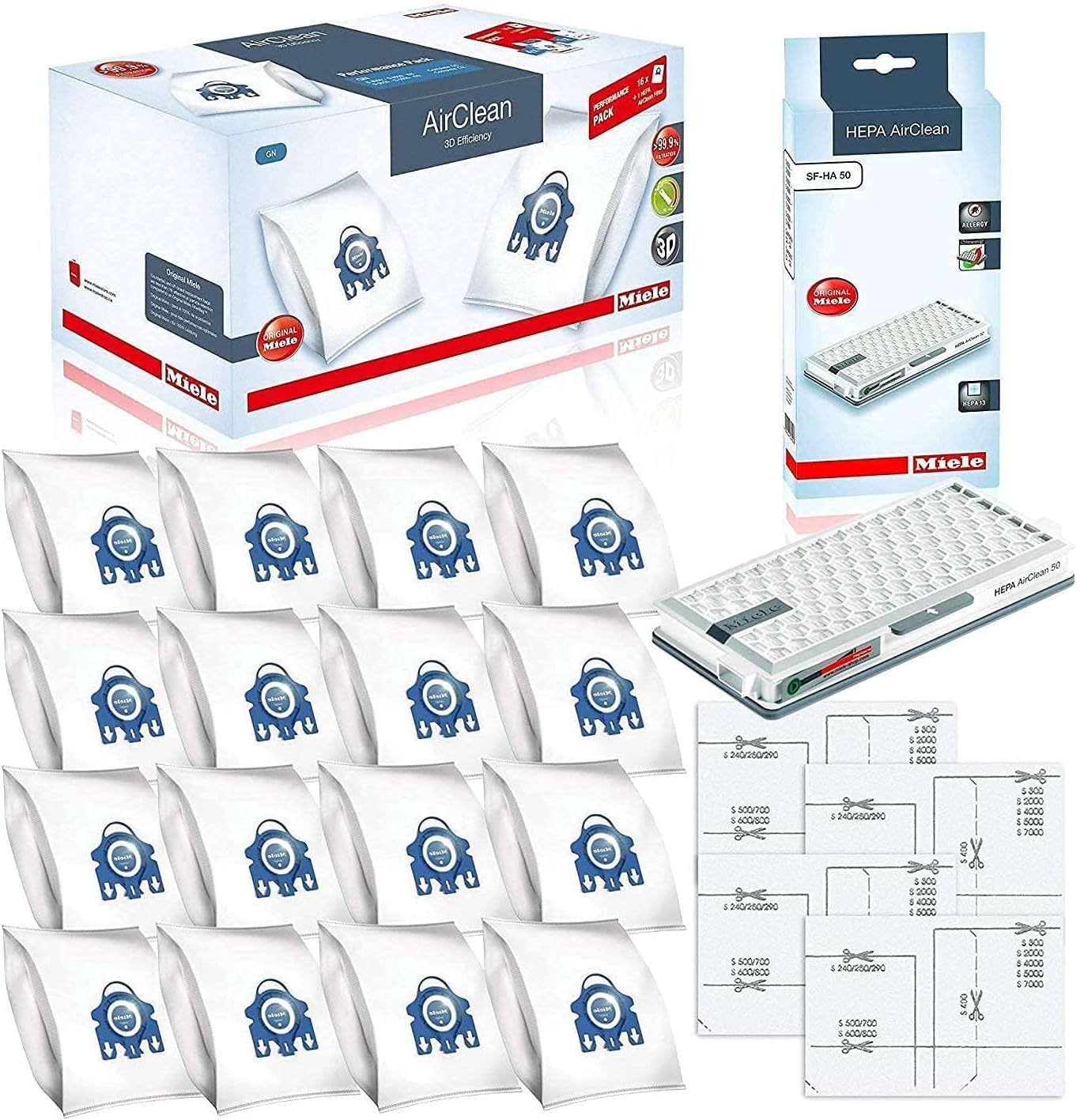 Miele Complete C3 Marin Canister HEPA Canister Vacuum Cleaner with SEB236 Powerhead Bundle - Includes Performance Pack 16 Type GN AirClean Genuine FilterBags + Genuine AH50 HEPA Filter