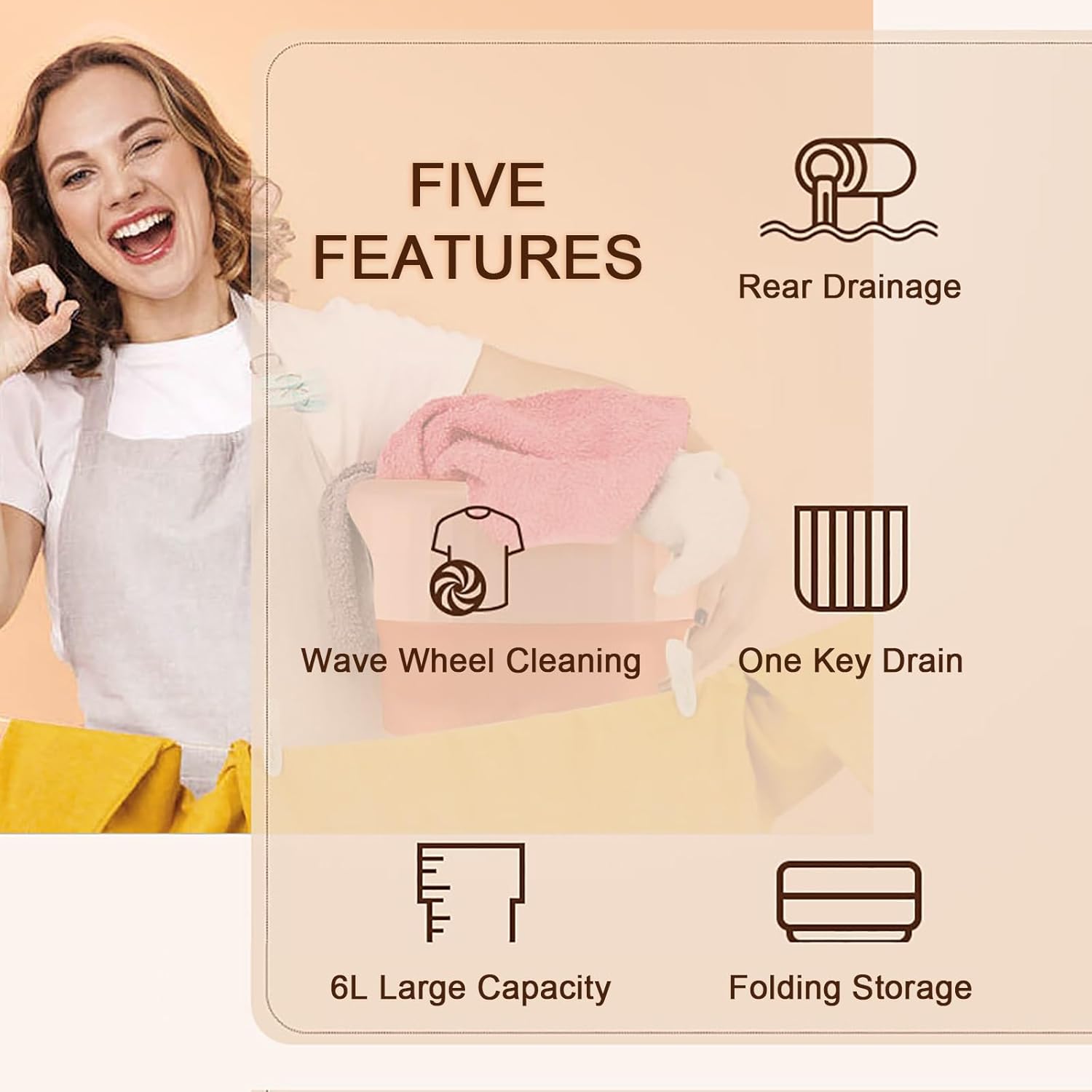 Foldable Washing Machine, Mini Washer, Suitable for Washing Small Clothes, Baby Clothes, Underwear, Socks (Color : Green)