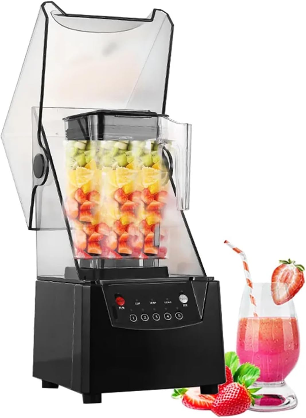 Smoothie Blender Maker, Commercial Blender with Soundproof Shield,17000rpm Blade Ice Crusher, With Smart Control Panel, for Crushing ice,smoothie,puree,Restaurant Bar Coffee Shop