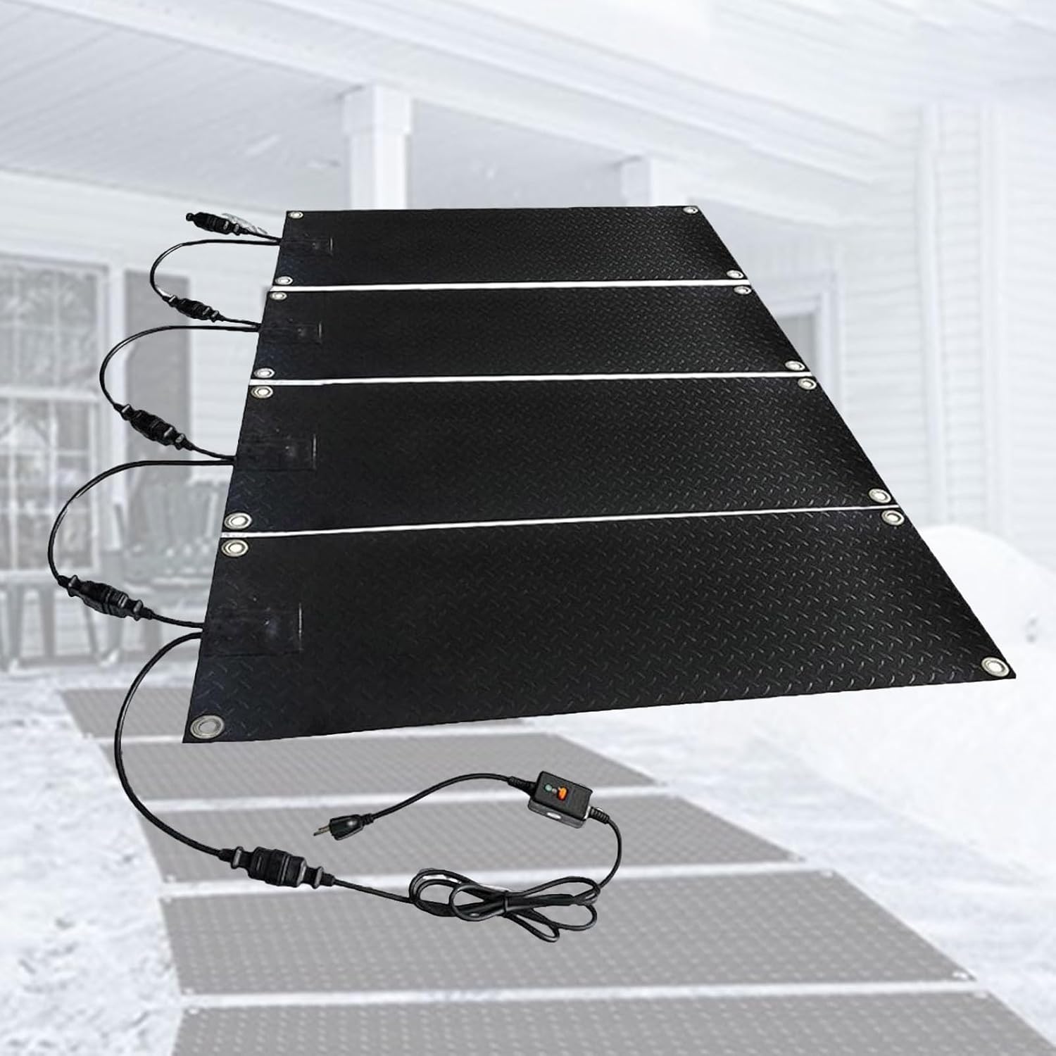 Snow Melting Mats Outdoor,10 x 15/30/48 in No-Slip Rubber Heated Outdoor Mats,Snow Melting Mat,2 in/h Melting Speed,for Winter Stairs,Steps,Doorways,Walkways,Driveway