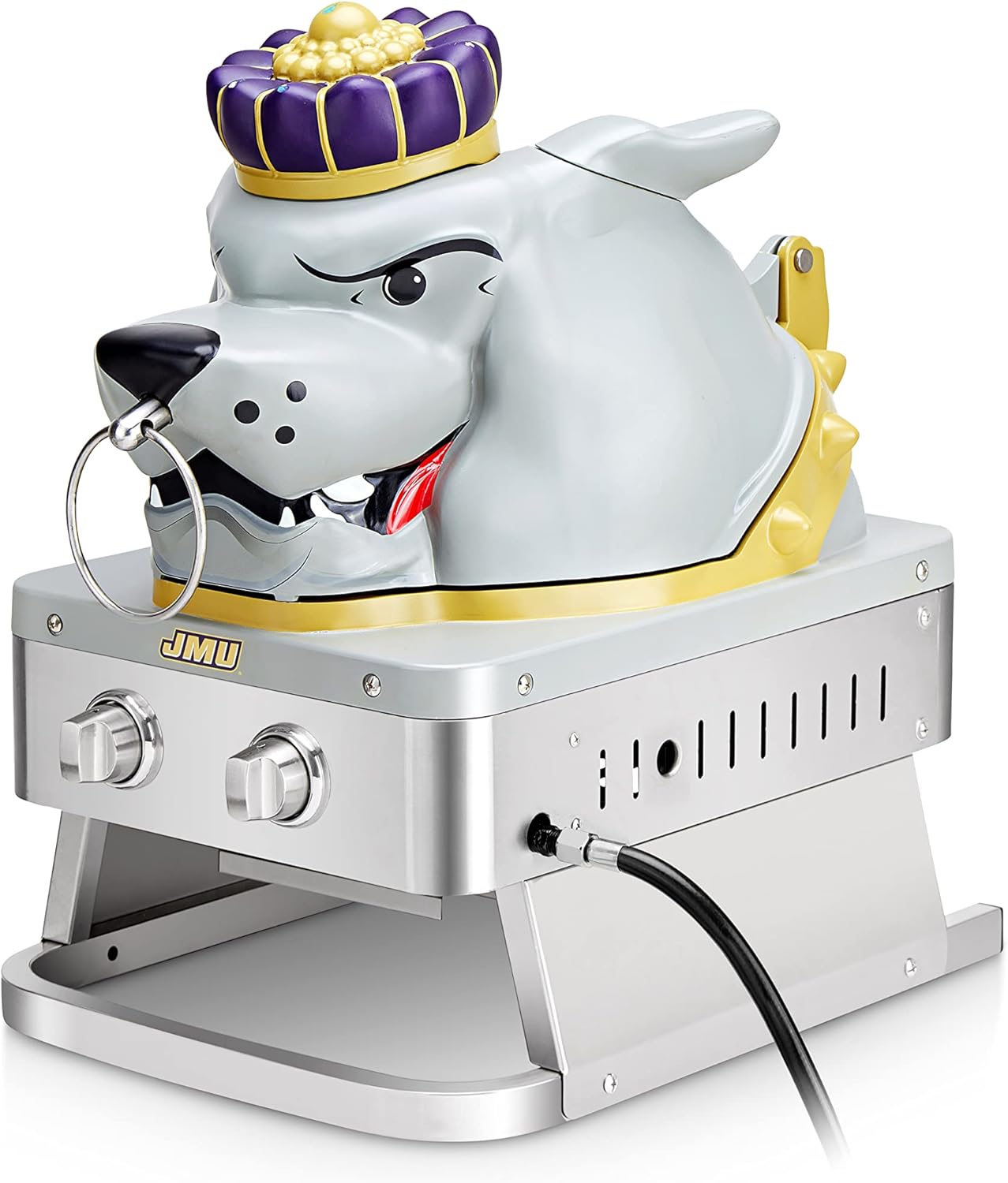 JMU Duke Dog Portable Propane Gas Grill, 16,000 BTU Tabletop Barbecue Grill with 2 Burners, Dual Temperature Control Ideal for Tailgating, RV, Backyard BBQ, Camping, and Outdoor Cooking