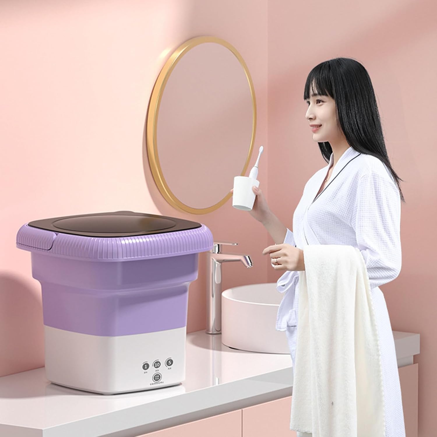 Small Folding Washing Machine Easy To Carry Clothes Washer Space Saving Washer For Camping Or Apartment Living Washing Machine