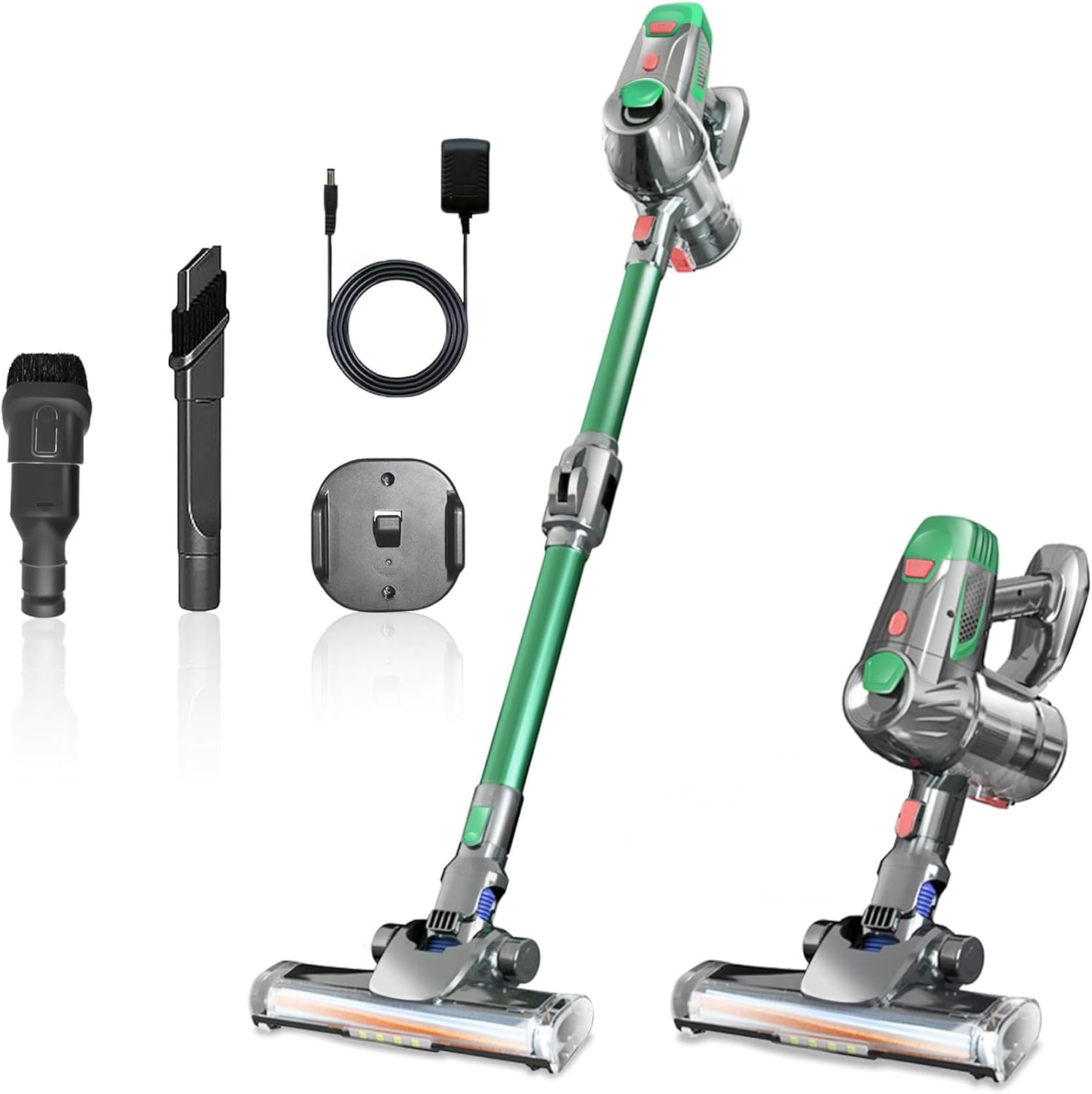 High Torque Cordless Vacuum Cleaner with LED Headlights, 180-Degree Rotating Brush Head, Electric Power Suction for Hair, Food, Dust, Dirt Removal