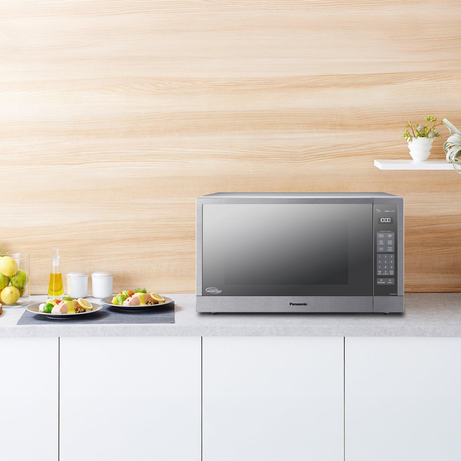 Panasonic Microwave Oven, Stainless Steel Countertop/Built-In Cyclonic Wave with Inverter Technology and Genius Sensor, 2.2 Cu. Ft, 1250W, NN-SN97JS (Silver)