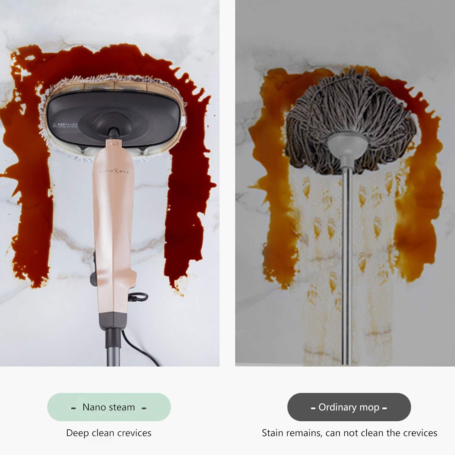 2 in 1 Steam Mop Floor Steamer Handheld Cleaner Automatic Sweeping Mopping and Mopping All-in-One Sweeper Electric Mop Blue