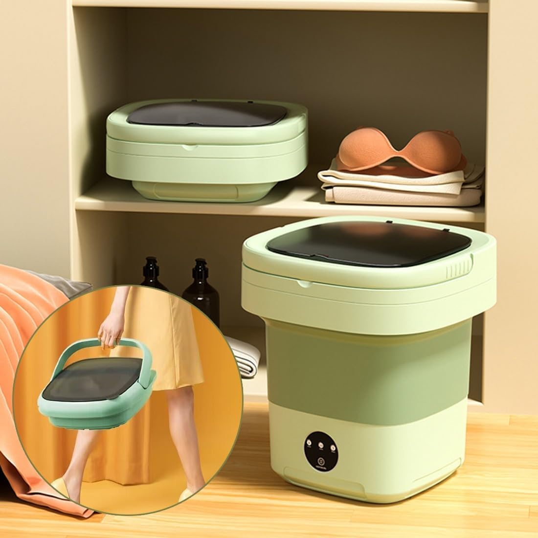 Portable Camping Washing Machine Foldable Mini Washer Small Washing Machine for Apartment Traveling Laundry Camping Underwear Baby Clothes(16L(20x29cm/8x11.4in))