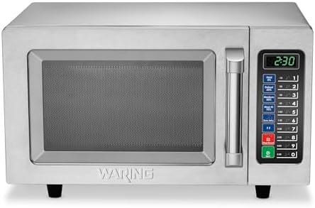 Waring Commercial WMO90 Medium Duty Microwave Oven, 0.9 Cubic Feet, 10 Programmable Memory Settings, 5 Power Levels, Stainless Steel Construction, 120V, 1000W, 5-15 Phase Plug