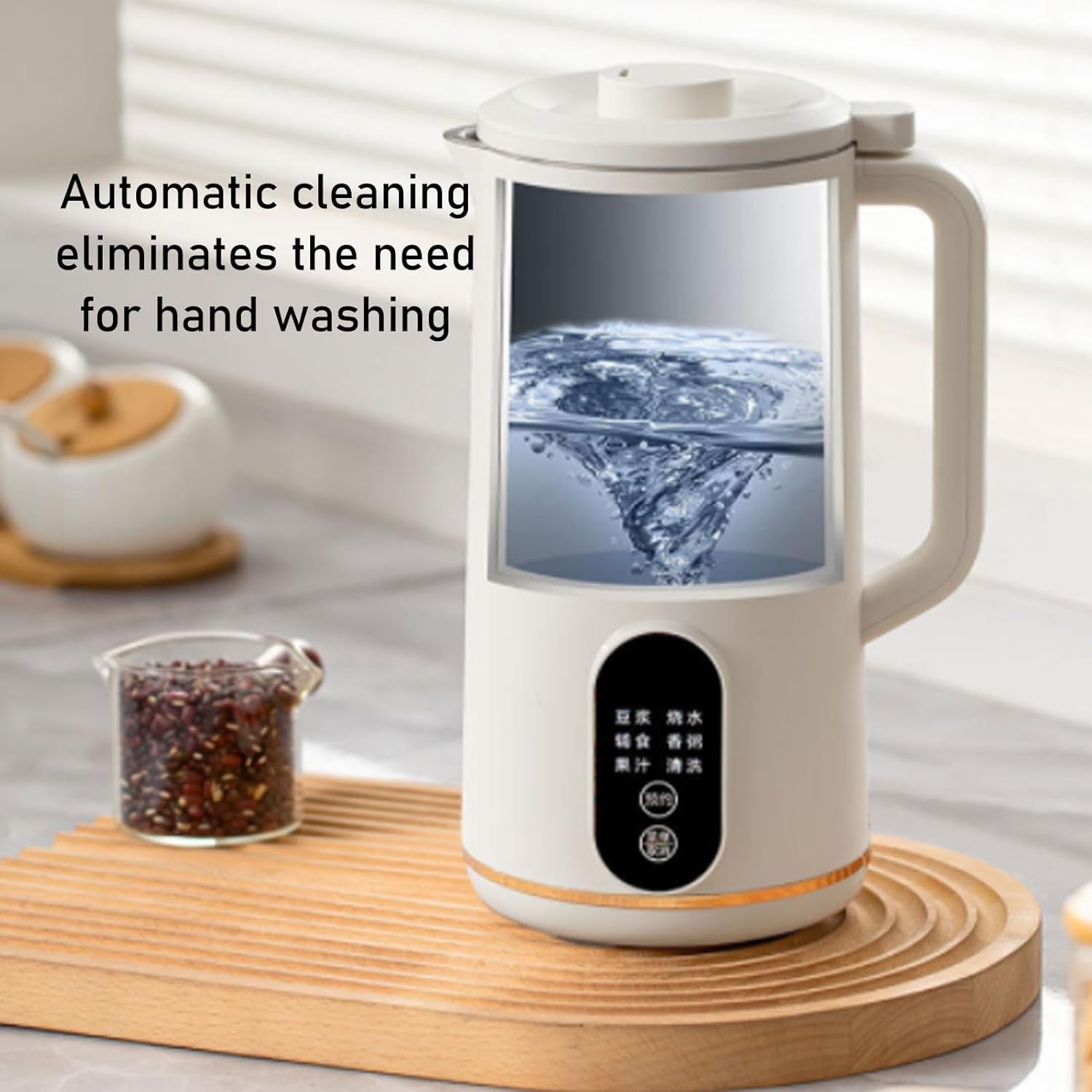 Yosoo Intelligent Blender with 10 Leaf Stainless Steel Blades, Multi Functional Blender Machine for Soymilk Juicer Complementary Food (White US Plug 110V)