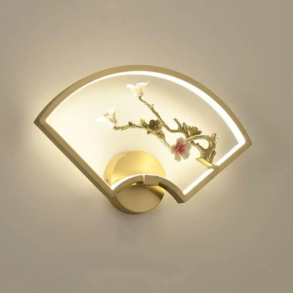 Light Luxury LED Geometric Copper Wall Sconce - Flower Shape Acrylic Shade Compatible with Hallway Kitchen Living Room Bedroom,Household