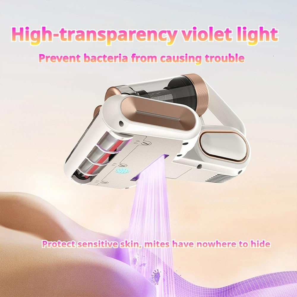 Amroo Bed Vacuum, Amroo Mattress Vacuum, with 253.7nm Uv-C Light, 16kpa Strong Suction, Hepa Filter, Effectively Clean Up Bed/Mattress/Sofa/Carpet (Yellow)