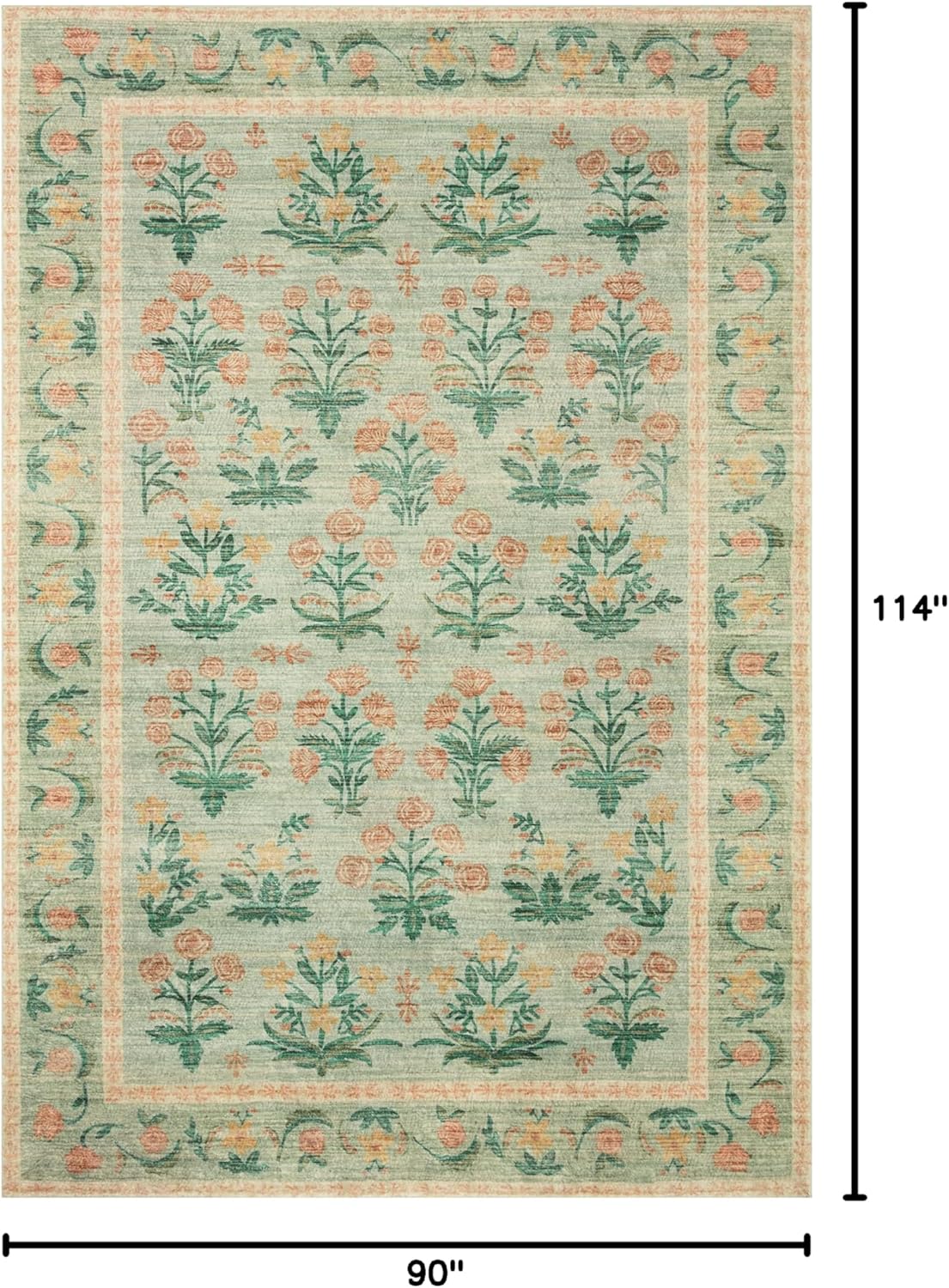 Loloi Rifle Paper Co. Eden Collection EDE-01 Mughal Rose Moss 7'-6